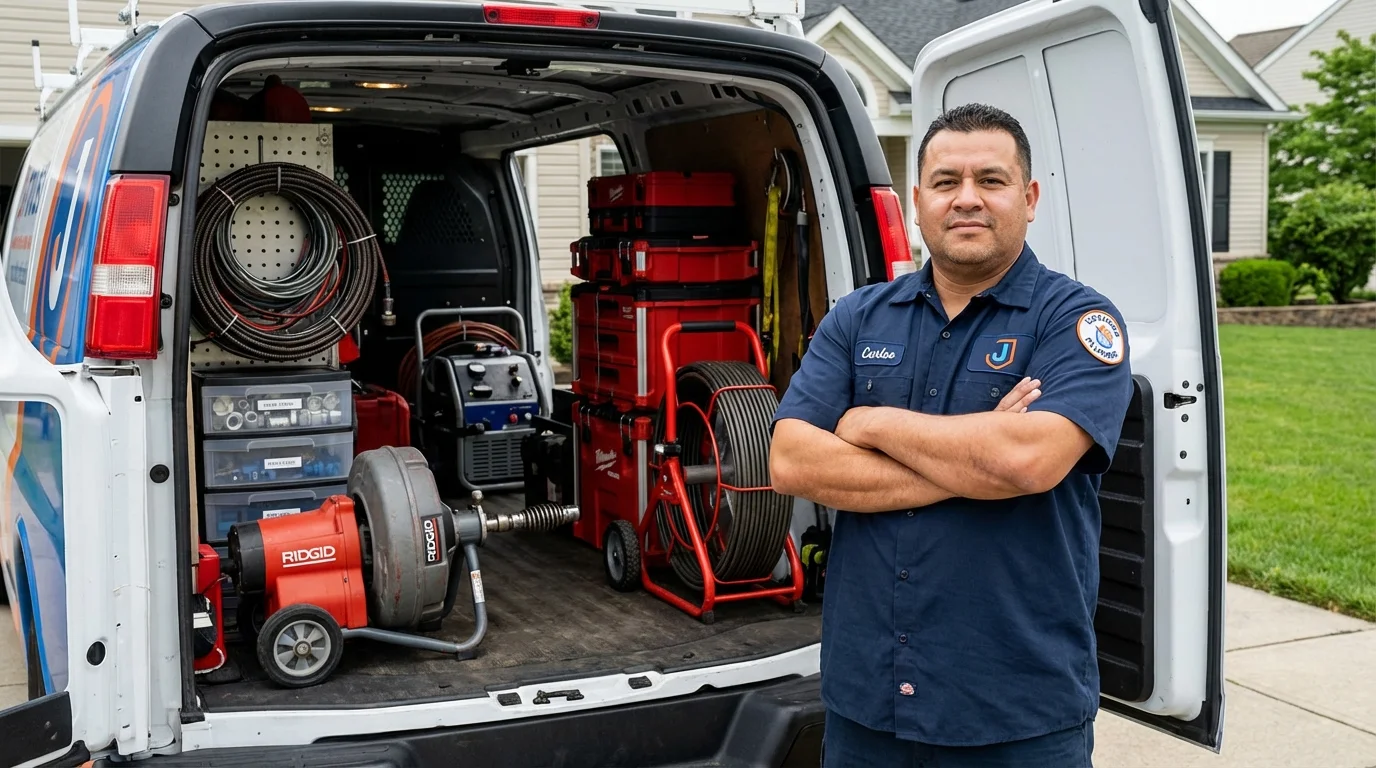 Professional drain cleaning equipment and Johns Plumbing LLC plumber in Madisonville